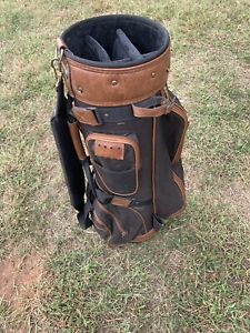 Vintage Mizuno Golf Cart/Carry Bag Sierra  Club 6-iiDivider W/Rain Cover Brown