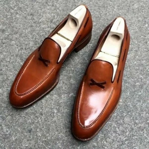 Mocassino mocassino slip on scarpe fatte a mano mocassino da uomo scarpe nappa nere - Foto 1 di 7