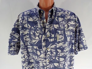 Columbia Outdoor Shirt Mens Large Short Sleeve Blue Gray 100% Cotton Pocket D22 - Picture 1 of 6