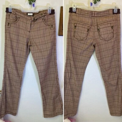 Vintage Y2K Maurices 7/8 Brown Plaid Mid Rise Bootcut Pants Punk Grunge Skater - Image 1 of 4