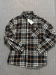 Wesc women windowpane plaid snap button winter casual Shirt Size Large NWT - Picture 1 of 12