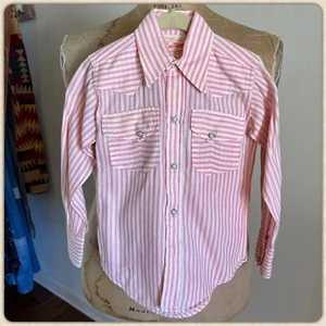 50s SANTONE By JUVENILE Striped Pearl Snap Western Shirt Sanforized Boys Vtg - Picture 1 of 11