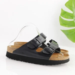 Birkenstock Papillio Womens Arizona Sandal Size 41 10 Black Platform Adjustable - Picture 1 of 14