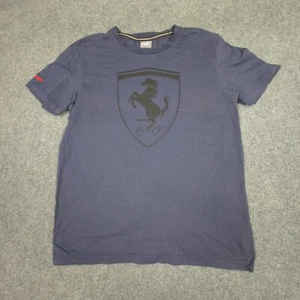 Ferrari Shirt Mens LARGE Blue Puma Short Sleeve Crew Neck T Shirt Logo Size L - Picture 1 of 9