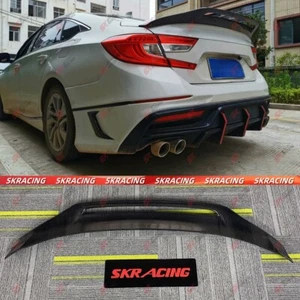 Carbon Fiber/Gloss Black Rear Trunk Lip Spoiler Wing For Honda Accord 2018-2022 - Picture 1 of 24