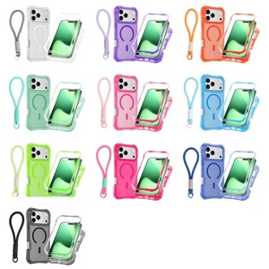 Stoßfeste Magnetische Hülle für iPhone 17 Pro Max 16 15 14 13 12 +Handgelenkband - Bild 1 von 34