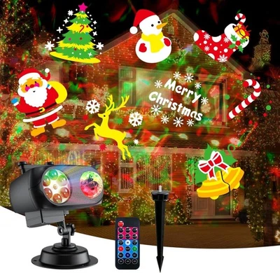 2IN1 Christmas Moving Laser LED Projector Light Xmas Party Outdoor LandscapeLamp - Image 1 of 4