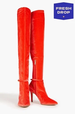 RRP€1450 GIANVITO ROSSI Velour Over The Knee Boots US6 UK3 EU36 Made in Italy - Изображение 1 из 4