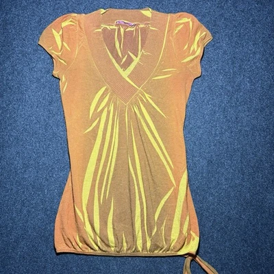 复古 Charlotte Russe Top 女式小号束腰娃娃 V 领绑带腰 Y2K — 第 1/4 张图片