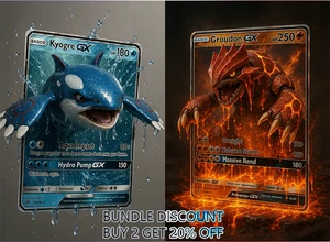 Kyogre & Groudon GX 3D Pokémon Karten Poster - Epic Splash Art -13x19- 2 Poster - Bild 1 von 3