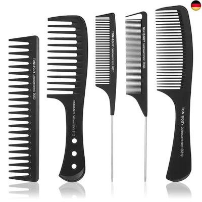 MARKE POPUPPE Popuppe 5 Stücke HaarKamm Set,Barbier Kamm mit Griff Haarstyling Zahnkamm