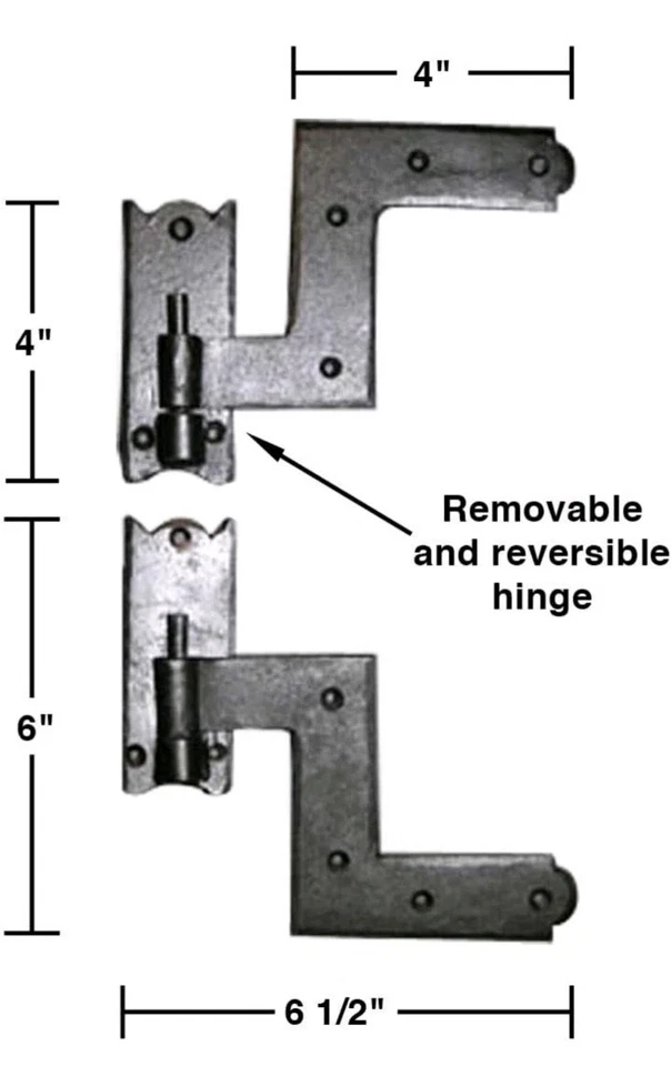 1 Pair Renovators Supply HD Black Wrought Iron Shutter Lift Off Pintle Hinges - Image 1 of 2