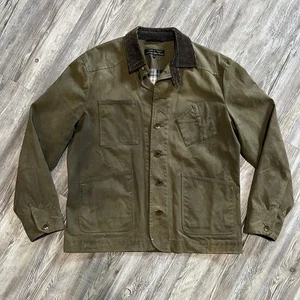 Rag & Bone x Barneys Olive Waxed Cotton Chore Jacket Corduroy Collar Men’s 42 - Picture 1 of 14
