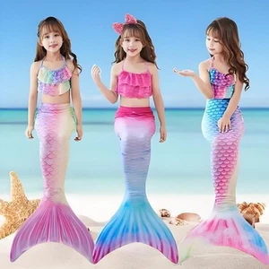 Kids Girls Mermaid Tail Bikini Set Swimwear Swimsuit Bathing Swimming Costume - Picture 1 of 13