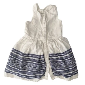 Willow Blossom White Blue Embroidered Sleeveless Button Front Dress Girls 5 - Picture 1 of 9