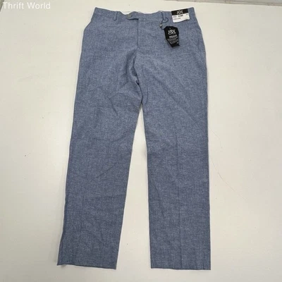 Pantalones de vestir Joseph Abboud para hombre azul mezcla de lino texturizados 38x32 nuevos con etiquetas Foto 1 de 4