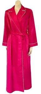 Flo Weinberg Long Satin Robe Sz M 10 - 12 Luxurious Gown Tie Belt Pink USA Made - Picture 1 of 12