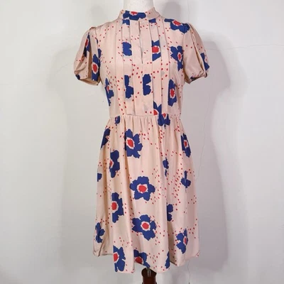 Red Valentino Silk Floral Mini Dress Pink Blue Red Print Size 40 IT Romantic NWT - Image 1 of 4