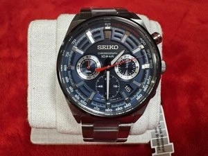 Seiko Chronograph Quartz Blue Dial Men’s Watch – Box, Manual & Tags - Picture 1 of 9
