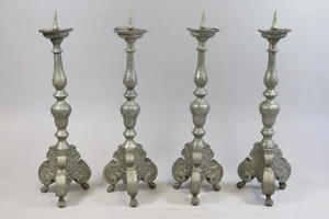 4er Satz Altarleuchter Kerzenleuchter Zinn 19.Jhd (GV980) - Bild 1 von 13
