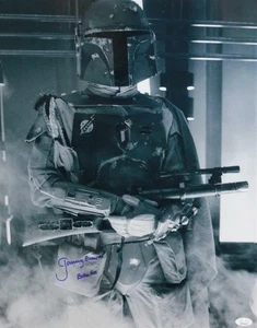 Jeremy Bulloch Signed Boba Fett 16x20 B&W Close Up Photo - JSA Auth *Blue - Picture 1 of 5