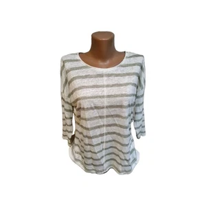 Eve In Paradise,women's t-shirt/ Light Sweatshirt,Size 38, IvoryKhaki,100% linen - Picture 1 of 12