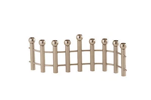  Hanukkah, Pewter Finished Menorah, Hanukkia , Fence Design, 9" W x 3" T * - Picture 1 of 1
