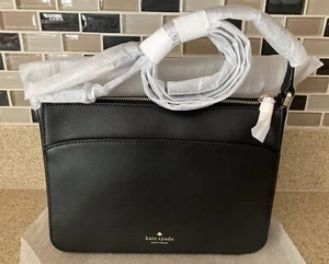 Kate Spade ADEL Umhängetasche schwarz Leder Reißverschluss Oberteil ~ neuwertig NEU - Bild 1 von 6