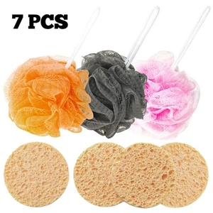 Facial & Body Care Set – Reusable Makeup Pads + Large Bath Sponges Loofah 7 Pack - Picture 1 of 15