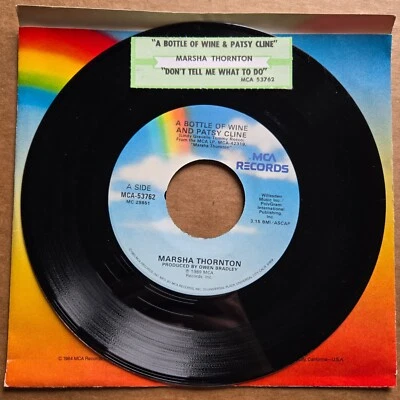 MARSHA THORNTON A Bottle Of Wine And Patsy Cline 45 7" Record Vinyl Records Foto 1 de 2