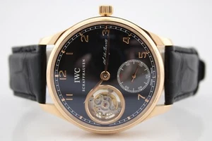 IWC Portuguese Tourbillon 500Pc LTD 18k Rose Gold Black Dial 43mm Watch IW544705 - Picture 1 of 13