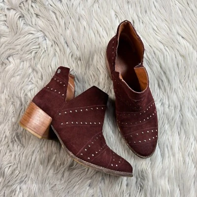Roxy Women's 8 Red Burgundy Suede Lexie Studded Pull On Booties Boots - Изображение 1 из 4