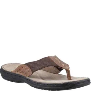 MENS HUSH PUPPIES TAN TOE POST MULES ALAN - Picture 1 of 8