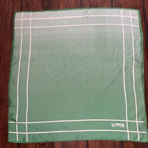 Classic Paoli Women's Square Scarf White Green Polka Dots Little Squares 22x22 - Picture 1 of 11