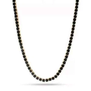 Tennis-Halskette 5,50 kt schwarzer Diamant Eternity 14 kt Gold 20 Zoll Gelbgold - Bild 1 von 2