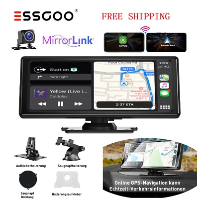 Carplay Android Auto AHD Rückfahrkamera Funk Kabellos Mit 10.3'' Tragbar Monitor - Bild 1 von 4