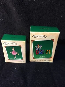 Hallmark 2005 TINY BALLERINA & 2002 DREAM PAINTBOX PIXIES MINIATURE ORNAMENTS - Picture 1 of 11