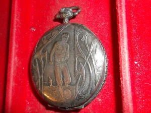 PATRIA WATCH CO 7J 16 SIZE MASONIC ON DIAL AND FOOTBALL ON BACK - Picture 1 of 8