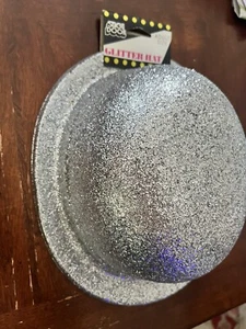 Adult Silver Glitter Hat Costume Halloween Holiday New Years Celebration Unisex - Picture 1 of 2