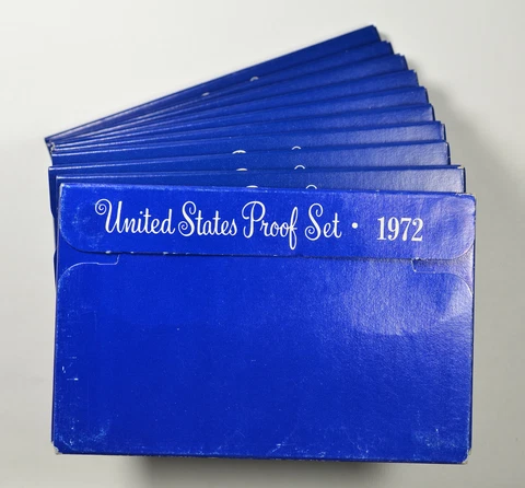 1972-S U.S. Mint Proof Sets 10 Set Lot OGP Cover