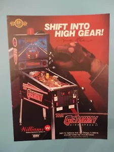Folleto autografiado de The Getaway Pinball Machine Flyer Williams - Imagen 1 de 3
