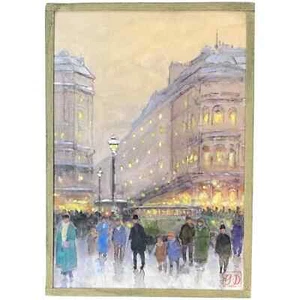 Ghodrat Delbasteh Impressionist Watercolor of Parisian Street, La Rue de la Paix - Picture 1 of 8