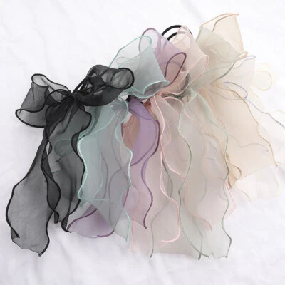 Mujeres Dulce Cinta de Organza Scrunchies Banda Elástica para el Cabello Lazos Anillo Cuerda Cabeza⊥ Foto 1 de 4