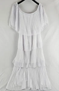 Damen Schulterfrei Rüschen Sommer Hochzeit Gast Weiß Gr. S - Bild 1 von 8