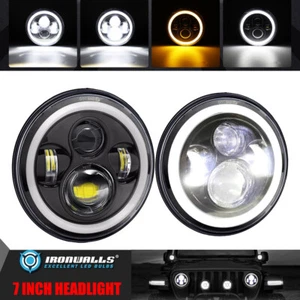 2x 7inch LED Headlights Hi-Lo Beam DRL Angel Eyes for 1997-2017 Jeep Wrangler JK - Picture 1 of 12