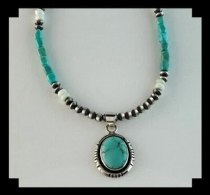 White Fox Creation: Turquoise Pendant on Turquoise and Amazonite Necklace - Foto 1 di 6