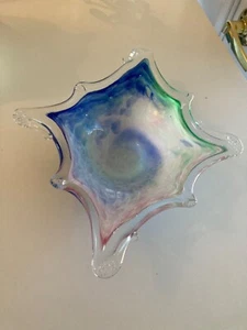 Art Glass Star Fish Candy Trinket Dish Abstract Multicolor Made In Italy - Picture 1 of 15