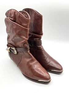 Vintage Zodiac Damen braun Leder Cowgirl Western Rodeo Stiefeletten 7,5 - Bild 1 von 11