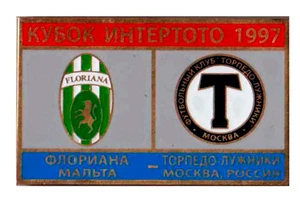 football soccer pin badge Floriana FC Malta - Torpedo Moscow 1997 #1 - Picture 1 of 1