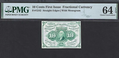 FRACTIONAL 10 CENTS POSTAGE CURRENCY ~ FR 1242 ~ PMG CHOICE UNCIRCULATED 64 EPQ - Image 1 of 2